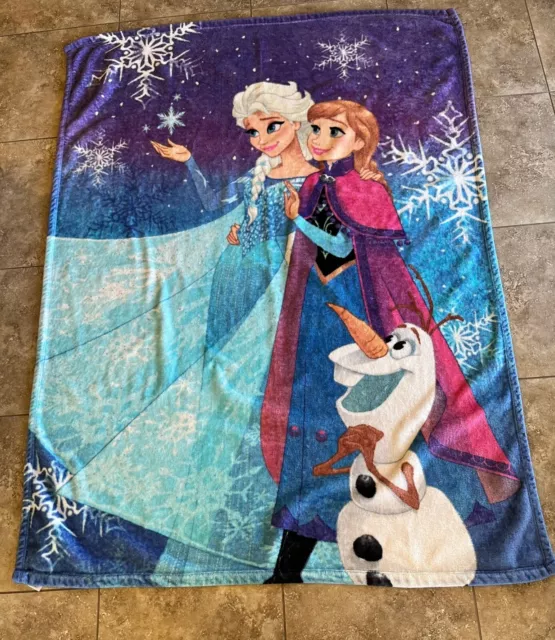 Disney FROZEN 1-2 Oversize Throw Blanket Elsa Anna Olaf Movie Soft Fleece 59x79