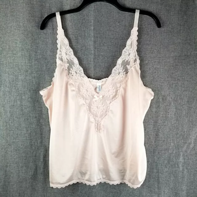 Vtg Enhance by Bestform Camisole Women's 42 Pink Antron Nylon Lace Lingerie Top