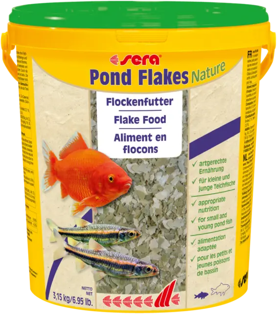 Sera Pond Flakes cubo 21 litros alimento para escamas alimento para estanques alimento para peces peces dorados
