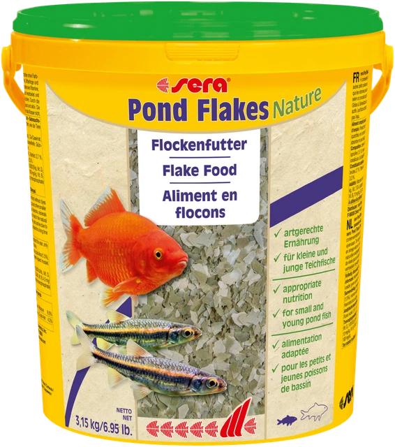 Sera Pond Flakes cubo 21 litros alimento para escamas alimento para estanques alimento para peces peces dorados