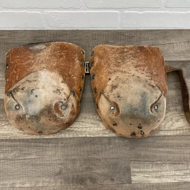 Rodilleras de cuero de alta resistencia con revestimiento de fieltro/lana grueso de alta resistencia vintage