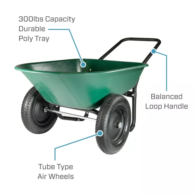 Garden Star Garden Carts/Dual Wheel, Poly Tray Yard Rover Wheelbarrow