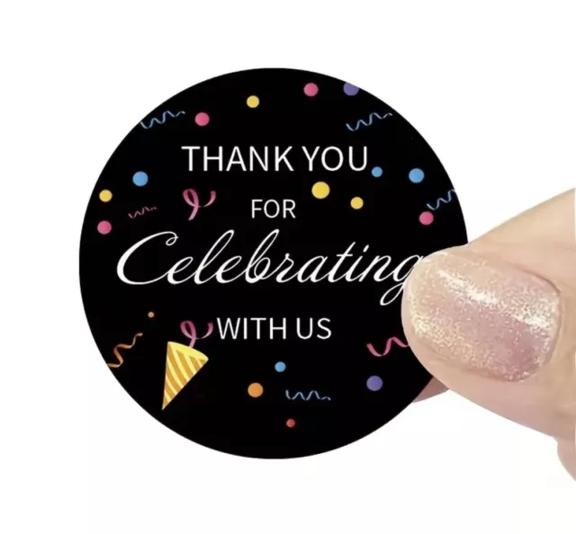 45 pcs 1.5” Thank You For Celebrating With Us Stickers (Party Favor, Wedding)