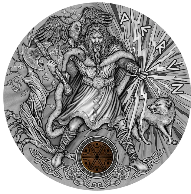 Niue 2018 2$- PERUN Thunder Slavic Gods-2 Oz Antique Finish silber Münze