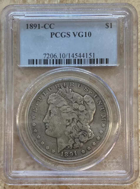 1891 CC MORGAN PCGS VG10 Graded Silver Dollar Carson City Silver $1