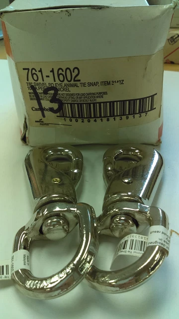 4 pcs CAMPBELL 761-1602 7/8" Swivel Round Eye Animal Tie Snap (New)