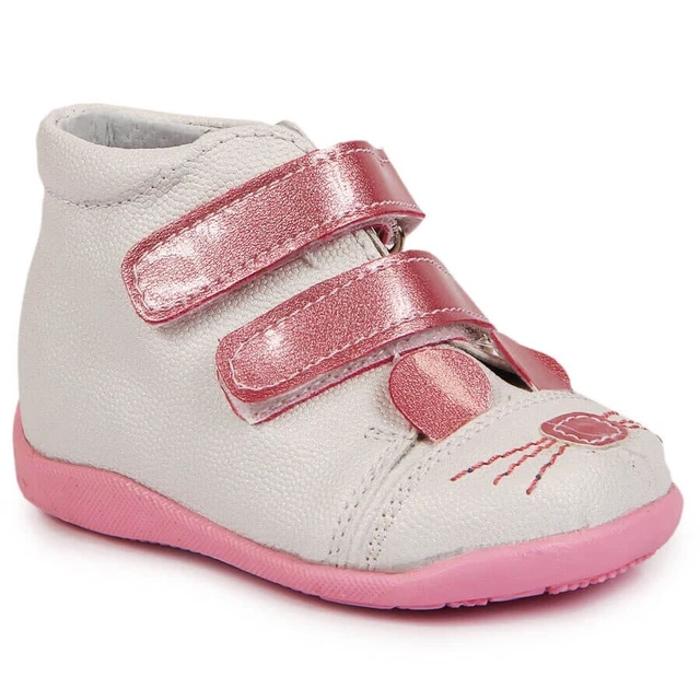 White touch fastener shoes for girls Kornecki 6774 pink