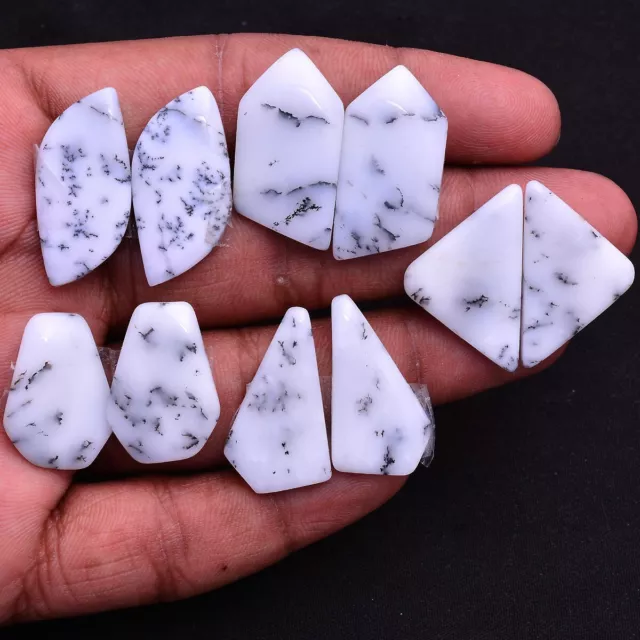 5 Pairs/10 Pcs Natural Dendrite Opal Cabochon Huge Size Untreated Gemstones Lot