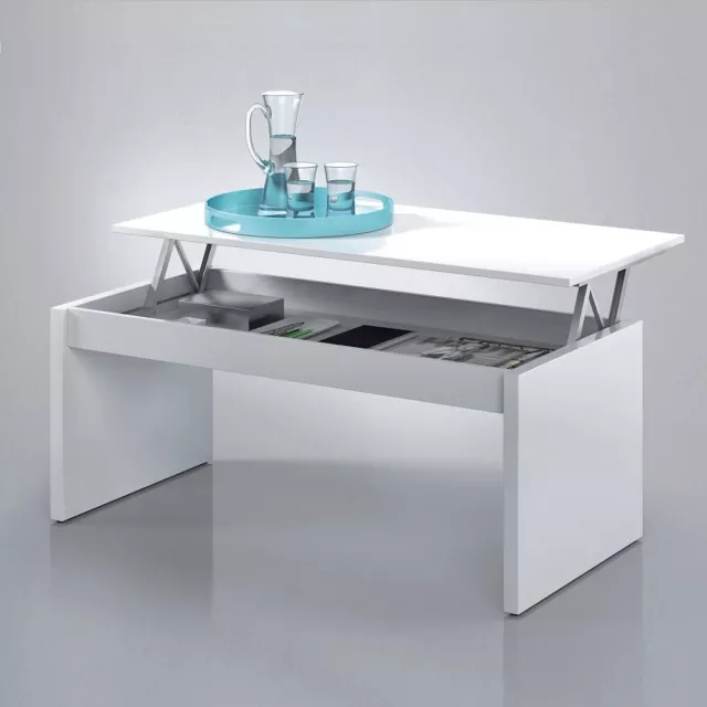 Mesa centro con tapa elevable, compartimiento oculto, soportes laterales - Aj...