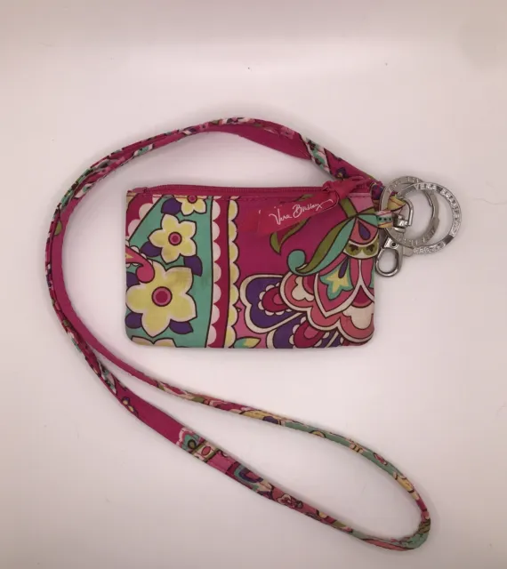 Vera Bradley  Zip ID Case Keyring & Matching Lanyard Set Retired Pink Swirl