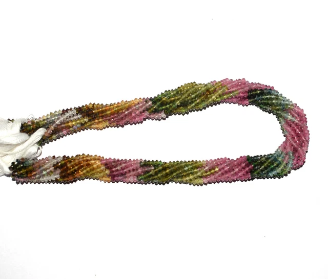 Multi Turmalin Edelstein 12.5 " Lose Strand 3 MM Rondell Facettierte Perlen