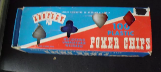 Vintage 1970s Ardsley No 715 100 Plastic Poker Chips NIB