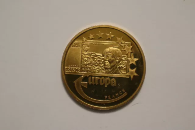 Medaille 24-K vergoldet EUROPA 2003 Geldschein 20 Francs  France PP