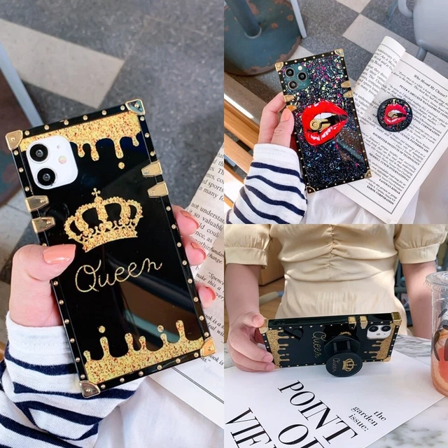 For iPhone 15 Pro Max 14 13 12 11 X 8 7 6 Luxury Crown Shockproof Square Case