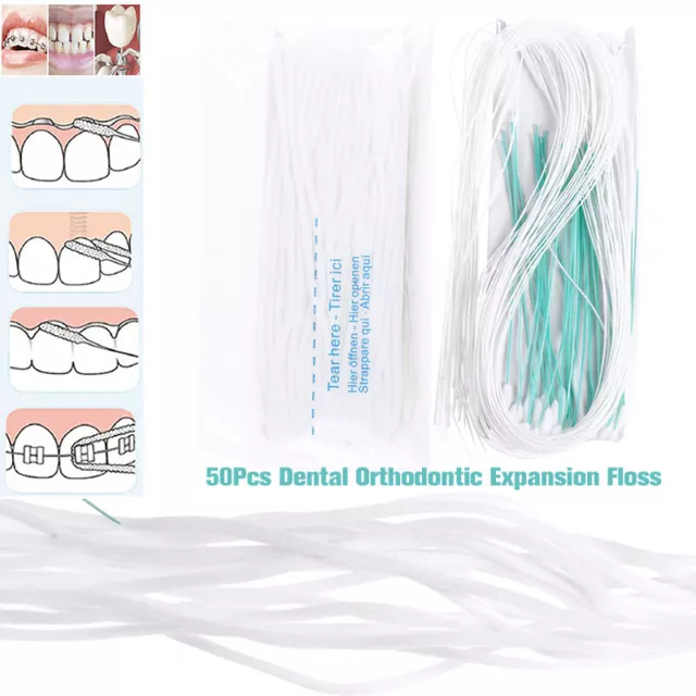 50pc Dental Floss Threaders Tooth Floss Holder Between Orthodontic Braces Br^ob