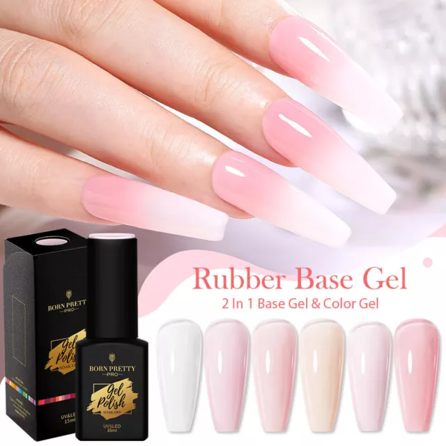 BORN PRETTY PRO15ml Rubber Base Gel Semi Permanent Pink Soak Off UV LED Nail Gel