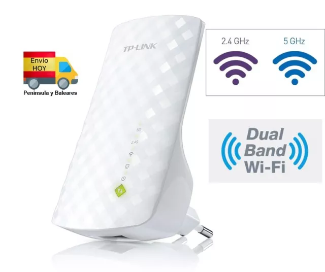 REPETIDOR EXTENSOR WIFI TP-Link AC750 2.4 GHz y 5 GHz dual 750Mbps