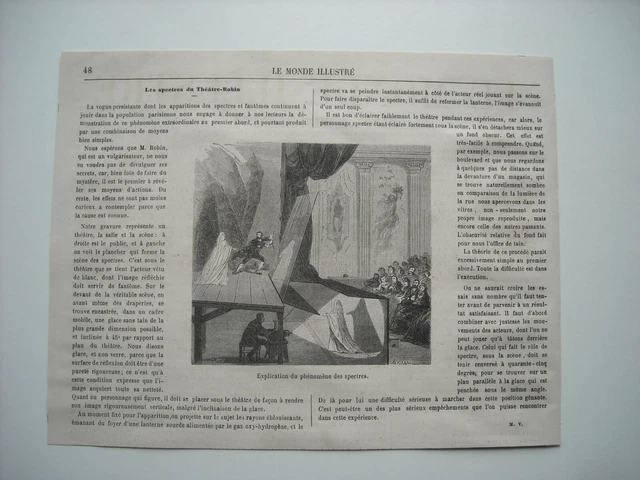 1865 ENGRAVING. LES Spectres Du Theatre-Robin. Spectre Phenomenon ...