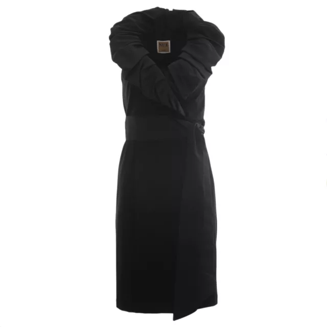 NUE by Shani Women's Black Ruffle Collar Cocktail Dress S123 $320 NWT