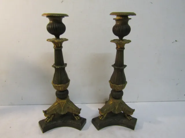 Sehr Schöne Paar Kerzenhalter aus Bronze Zwei Farbig Stil Empire