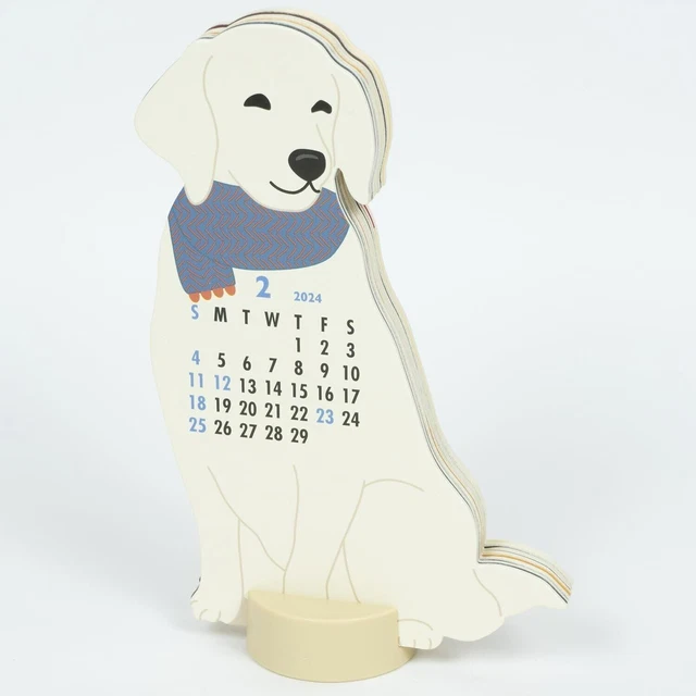 2024 DeskTop Calendar Greeting Life Animal Die Cut Golden Retriever F/S