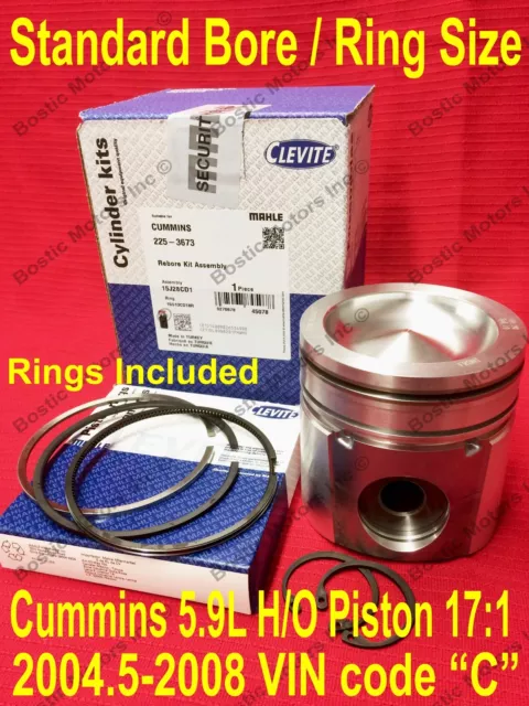 Dodge CUMMINS 5.9 5.9L PISTON 2004.5-2008 HO 24v STANDARD 17:1 w/Rings MAHLE 6BT