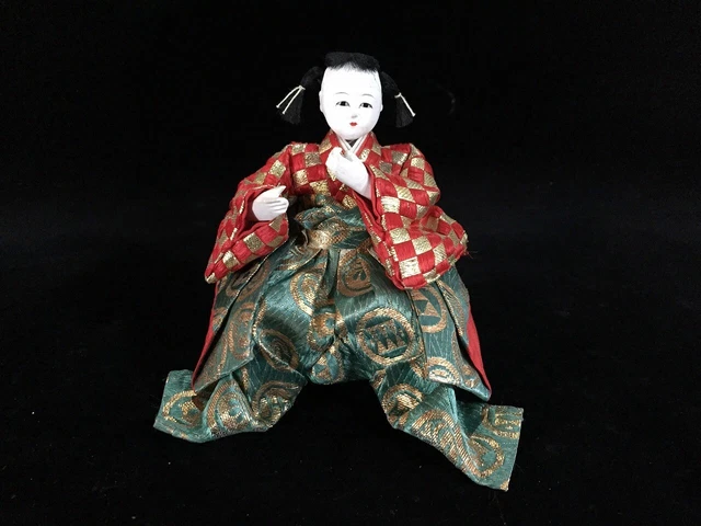 J0877 Japanese Vintage HINA Doll Statue Kimono Man Boy OKIMONO Interior
