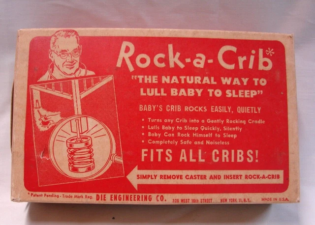 Vintage Rock-A-Crib "The Natural Way To Lull Baby To Sleep" In Original Box