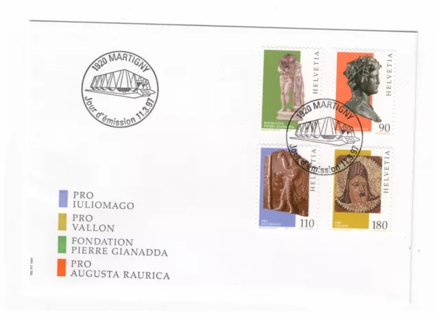 Switzerland Helvetia 1997 Gallo-Roman Works Of Art Set Of 4 On First Day Cover