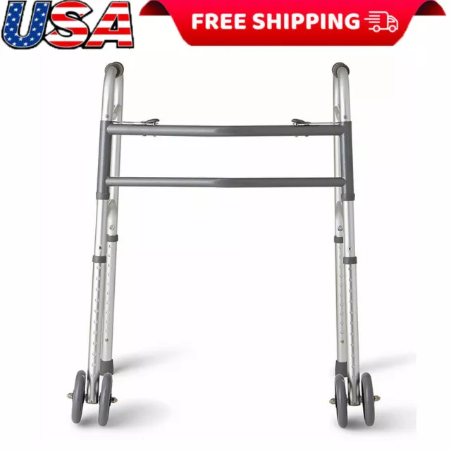 Extra Wide 2 Button Walker Seniors Aluminum Frame Lightweight Medical Aid 500 lb