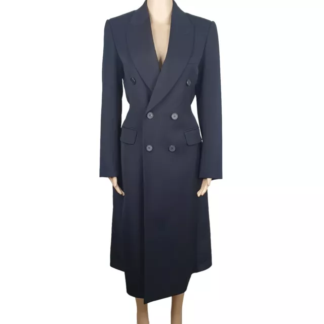 Alexander McQueen Womens Black Wool Hybrid Tailored Long Coat Size 38