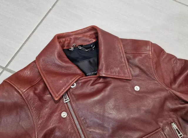 Belstaff Premium Bordeaux Leather Jacket Woman Size 40 Very Good Conditions 2