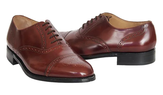 BARKER MEDALLION Cap Toe Leather Oxford Shoes Men's Brown Size UK 8 US ...