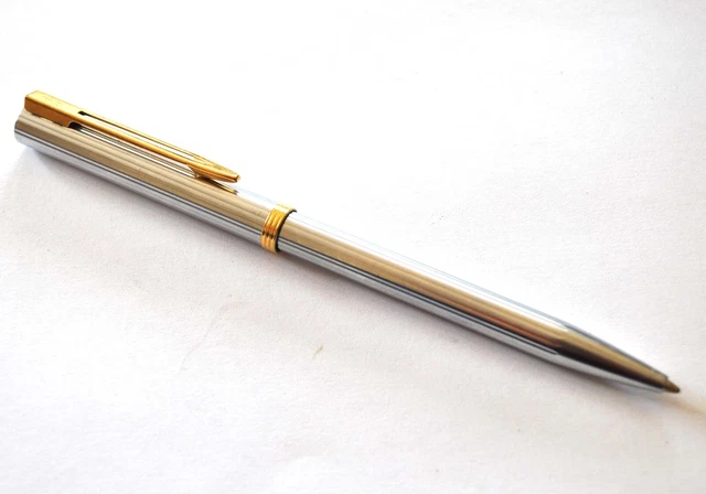 Stylo Bille Vintage Waterman - Corps Acier Strié Torsadé, Modèle Ancien