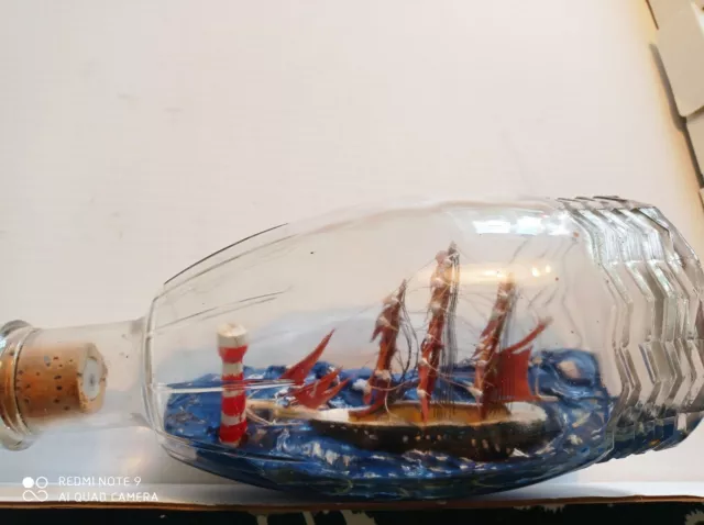 bateau en bouteille 3 mats ex voto  folk art diorama 2