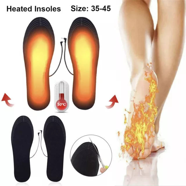 Electric Heated Shoes Insoles Socks Charging Winter Warming USB Rechargeable UK