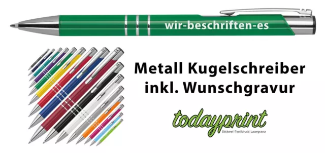 Werbeartikel Metall Kugelschreiber mit Gravur, Wunschgravur, Werbung, Logo, Text