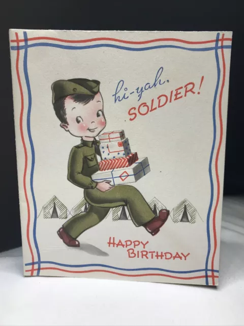 Vintage WWII Era Military Birthday Greeting Card ~ W & W ~ USA