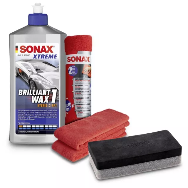 500ml SONAX XTREME BRILLIANT WAX 1 HARTWACHS POLITUR+SCHWAMM+2 MICROFASERTÜCHER