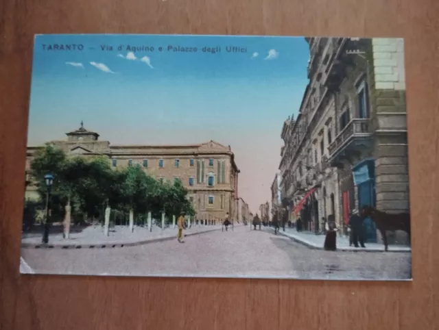 Taranto -Via D'aquino E Palazzo Degli Uffici Cartolina D'epoca