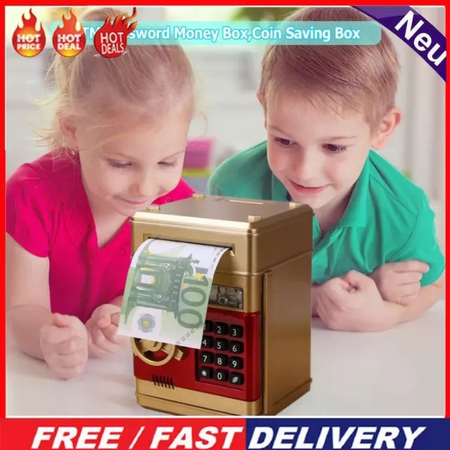 Electronic Password Coins Safe Box Deposit Piggy Bank Toys (Gold)