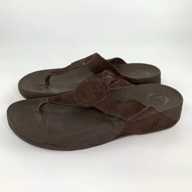 FitFlop Womens Oasis Toe Ring Thong Sandals Brown Micro Wobble Board US 10 EU 42