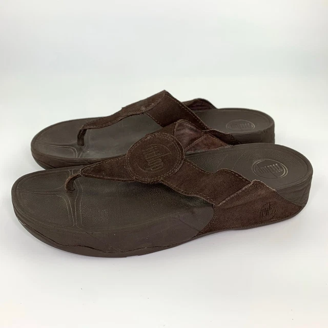 FitFlop Womens Oasis Toe Ring Thong Sandals Brown Micro Wobble Board US 10 EU 42