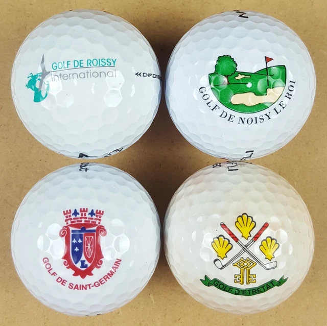Lot de 4 Balles de Golf Logotées Clubs Saint-Germain Etretat Noisy-le-Roi Roissy