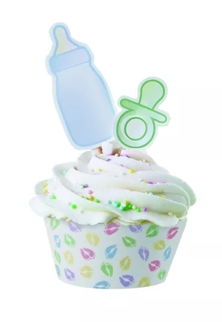 Wilton Baby Feet Cupcake Wraps n Picks- 12 sets