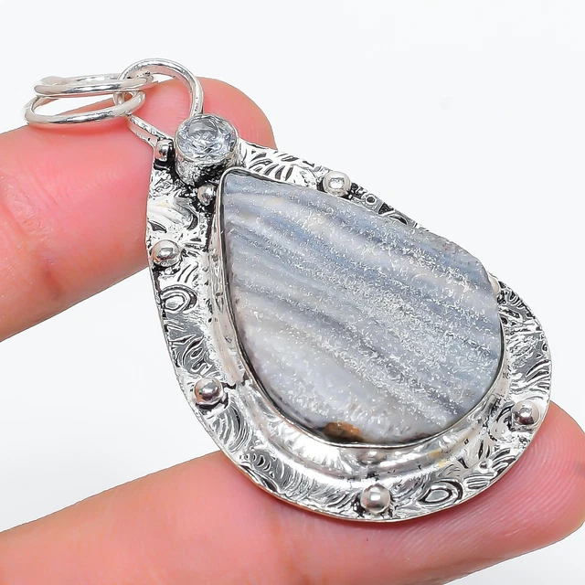 Desert Rose Druzy, Topaz Gemstone 925 Sterling Silver Jewelry Pendant 2.48" N407