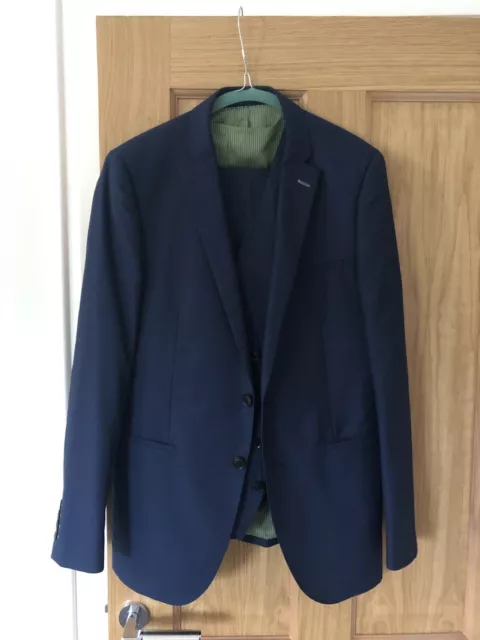 REMUS UOMO 3 Piece Suit Mens Jacket Size 38R Trouser 38R Waistcoat 38R Navy Blue
