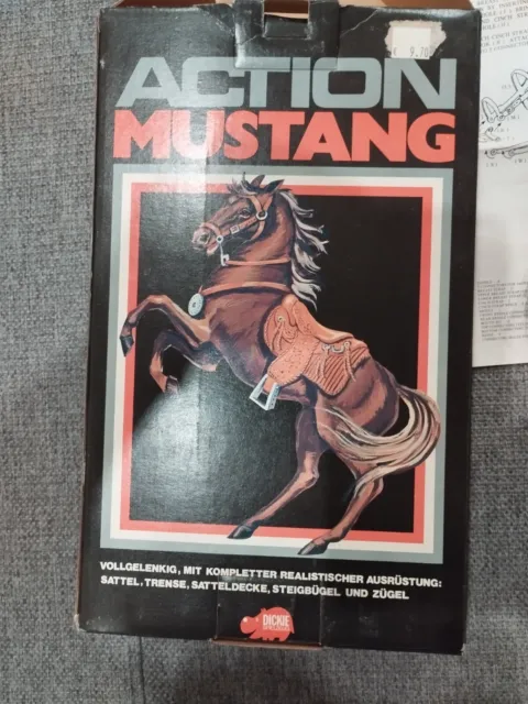 Action Mustang wie Big Jim Karl May Winnetou Barbie Western Pferd Mattel NOS 3