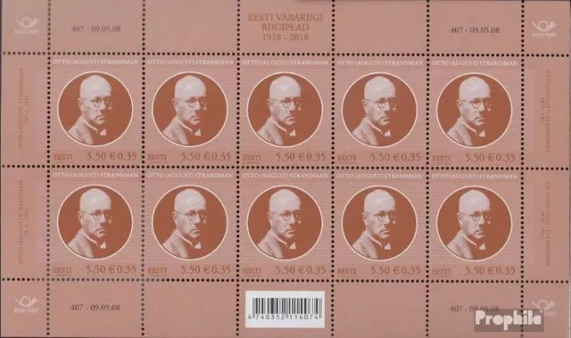Estonia 616Klb Sheetlet (complete issue) unmounted mint / never hinged 2008 Stra