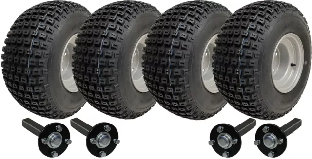 18x9.50-8 Twin Axle ATV Quad Trailer Kit 4 Knobby Wheels Hub/Stub No hitch 408kg